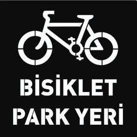 Resim Bisiklet Park Yeri Şablonu Otopark Boya Şablonu Bisiklet Sembolü İşareti 100x100 Cm 