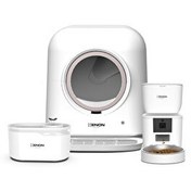 Resim Xenon Smart Akıllı Otomatik Kedi Tuvaleti Akıllı Mama Kabı ve Ultra Sessiz Led Işıklı Kedi Su Pınarı 3'lü Set 