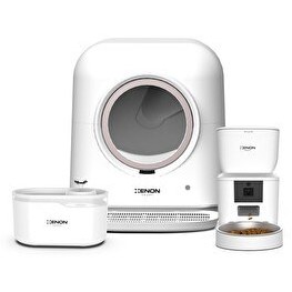 Resim Xenon Smart Akıllı Otomatik Kedi Tuvaleti Akıllı Mama Kabı ve Ultra Sessiz Led Işıklı Kedi Su Pınarı 3'lü Set 