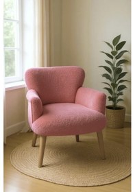 Resim Roma Berjer - Modern Tekli Koltuk - Welsoft Yumuşa Kumaş - Somon 