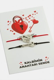 Resim Glowify Store 2 Adet Kalp Anahtar İp Bileklik 