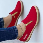 Resim Kırmızı Bir Beden Sipariş Edin Kadın Spor Ayakkabı Düz Ayakkabı Rahat Yumuşak Taban Fermuar Slip-on Loafer'lar Anne Ayakkabısı Artı Boyutu 35-43 39 Kırmızı 
