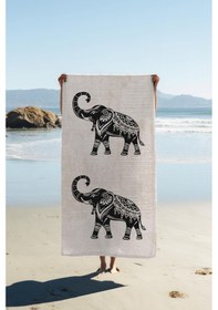 Resim Dijital Baskı Plaj Deniz Havlusu Fil Desenli Peştamal Hvl0132 Renkli 