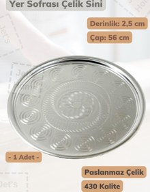 Resim Jet's Home Yer Sofrası Sini 56 Cm Çelik Tepsi Tepsi Paslanmaz 