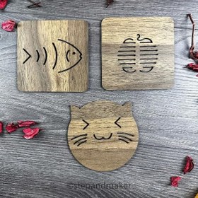 Resim HAPPENS Nihale 3'lü Ahşap Tencere Tava Çaydanlık Altlığı Nihale Seti Bardak Kupa Çay bardağı altlığı 11 cm 