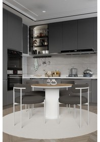 Resim Avvio Alize Ptt Lake Mdf Ayak 4'lü Teddy Sandalye 90x90 Masa Sandalye Takımı Sandalye Bukle Kumaş Akça 