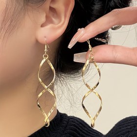 Resim Altın Boş Spiral Desenli Asma Küpe Basit Rahat Stil Alaşım Takı Trendy Kadın Kulak Süsleri 