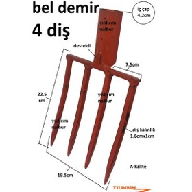 Resim Bel Çapa Belleme Bel Küreği Bahçe Belleme 4 Diş Kuvetli Çapa 