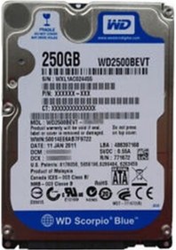 Resim Western Digital Scorpio Blue WD2500BEVT 250 GB HDD 