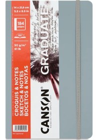Resim Canson Graduate Sert Kapaklı Eskiz Defteri 90gr 14x21,6 184 Sayfa - Açık Gri 