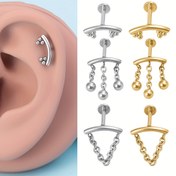 Resim 1/3 adet Y2K Punk Tarzı Paslanmaz Çelik Dudak Halkası Labret Küpe, Kıkırdak Piercing Helix Tragus Vücut Takısı, Kaplamasız, Ayarsız, Günlük ve Parti için Her Mevsim Giyilebilir 