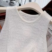 Resim Kadınlar için Hafif Yeşil Buzlu İpek Crop Top - Yuvarlak Yaka Kolsuz Kazak, Yumuşak Doku ile Bahar ve Sonbahar için Mükemmel, Sevimli Kazaklar 
