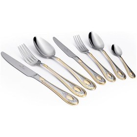 Resim Maxx Doria Paris G Decorated 6 Kişilik 42 Parça Çatal Kaşık Bıçak Takımı Pa1063 Gold 