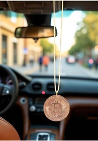 Resim RELATOS Metal Bitcoin Araba Dikiz Ayna Süsü İp Askılı Araç Dekorasyon Süsü 