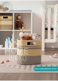 Resim Jüt Tekli El Dokuması Sevimli Hasır Kare Sepet Organizer Kutu Ev Ofis Oda Yurt Depolama Aksesuarı jütkırçıl 
