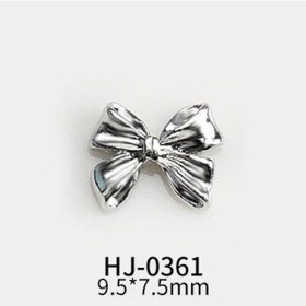 Resim 10 Adet Gümüş Alaşım Şerit Kelebek Nail Art Charm 3d Metal Papyon Çivi Sanat Dekorasyon Takı Manikür Aksesuarları Malzemeleri 0.5 Cm 