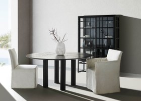 Resim Torre Round L Dining Table Black Oak 