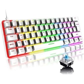 Resim Blue Switch Mini Rgb Oyun Klavyesi Gaming Mekanik 62 Tuşlu 18 Rgb Led Usb Type-c Kablo 