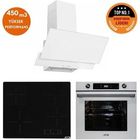 Resim AFM Tech Hira FM3301 + V6-04 + FM7701 Beyaz Dijital Ankastre Set 