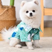 Resim Havaii Plaj Tasarımı Pet Gömleği Casual Lapel Köpek Gömleği Köpek ve Kedi Yaz Kıyafetleri için 