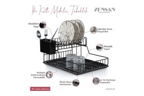 Resim Feyza Design Iki Katlı Siyah Paslanmaz Modüler Tabaklık Bulaşıklık 