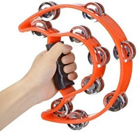 Resim Midex TF-26OR Çift Sıra 10 Zilli Turuncu Tef Tamburin (El Kavrama Aksamlı) 