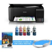 Resim Epson Tanklı L3210 Photoink Mürekkepli Yazıcı 4 Renk Bitmeyen Kartuşlu (1 Siyah Mürekkep Hediyeli) 