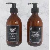 Resim 5DM Sıvı Sabun ve Bulaşık Deterjanı Şişe Seti Kehribar (Amber) Renk - 2 Li Set 300 ml + 300 ml 
