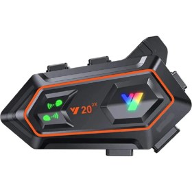 Resim Hayat Store Y20 2x 1000M Telsiz Mesafeli 2 Kişi Bağlantılı Bluetooth Kask Kulaklık Fenerli Intercom 