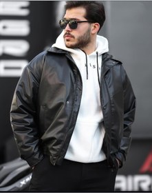 Resim PMS oversize bomber deri ceket 