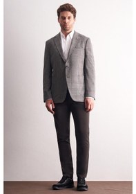 Resim İmza Siyah Mono Yaka Ekose Desen Pamuklu 6 Drop Comfort Fit Classic Ceket 1002255152 Siyah 