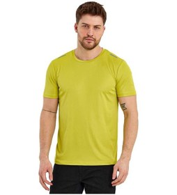 Resim Kısa Kol Erkek Spor T-Shirt Omuzda Reflektör Baskı Sarı 