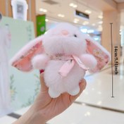 Resim Çiçek Kulaklı ve Şal Takılı Sevimli Peluş Tavşan Oyuncak - Küçük Köpekler ve Kediler İçin Yumuşak Pembe Dolgulu Hayvan, Etkileşimli Oyun, Piller Gerektirmez - Evcil Hayvan Severler İçin Mükemmel Hediye, Kedi Oyuncak, Canlı Tasarım, Kabarık Dokulu 