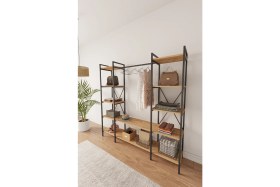 Resim Mobitopya Nilamu Elbise Dolabı / Metal Aksamlı / Atlantik Çam / Açık Dolap / Organizer / Askılık 