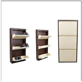 Resim 3Lü Metal Ayakkabılık Kahve-Krem 