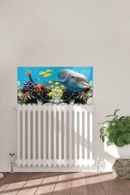 Resim Decorita Petek Üstü Cam | Yunuslu Akvaryum | 50cm X 100cm 