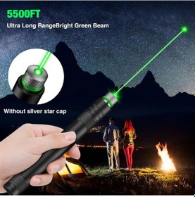 Resim Profesyonel Yeşil Lazer Pointer - 10 Km Menzilli, Usb Şarjlı, 5 Modlu Astronomi Ve Kamp Lazeri Siyah 