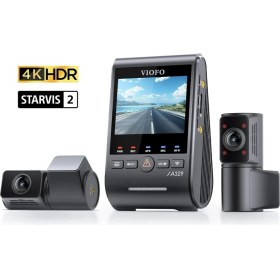 Resim Viofo A329s 3 Kameralı Ön+arka+iç 4k+2k+2k Wi-fi 6 Hdr Sony Starvıs 2 Sensör Gps'li Ssd Destekli Araç Kamerası 