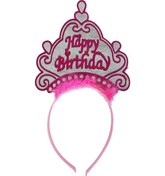 Resim Happy Birthday Neon Pembe Renk Doğum Günü Tacı 24X15 Cm 