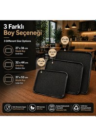 Resim 12 Adet Abs Servis Tepsisi Kaymaz Yüzeyli 27x36 Cm Siyah Renk Endüstriyel Kullanıma Uygun, Kırılmaz, Bpa Free 7 Renk Seçenekli 