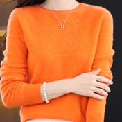 Resim Kadınlar için %100 Saf Yün Kazak - Şık Fırfırlı Kenar Yuvarlak Yaka Yarı Saydam Üst, Orta Esneklikte Bol Kesim Sonbahar Katmanlama Gereci, Düz Renk Günlükten Resmiye Geçişli Kazak, Sonbahar Gardıropu, Yırtık Kenar Tasarım, Dokulu Yüzey 