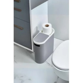 Resim Bezos Gri Kapaklı Wc Kağıtlıklı Çöp Kovası & Ofis Çöp Kovası 10 Lt 
