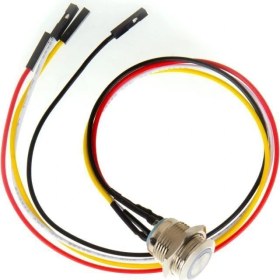 Resim YKA Metal Ledli Kasa Start Power Butonu Kablolu 60 cm 19 mm 