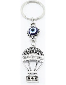 Resim Çerçeveli Nazar Boncuğu Metal Kapadokya Balon Anahtarlık , Hediye 