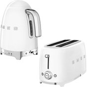Resim Smeg Beyaz Isı Ayarlı Kettle Ve 2x4 Ekmek Kızartma Makinesi Seti 