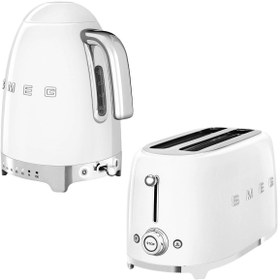 Resim Smeg Beyaz Isı Ayarlı Kettle Ve 2x4 Ekmek Kızartma Makinesi Seti 
