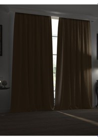 Resim Super Blackout Serisi Deve Rengi Tüyü Rengi Işık Geçirmez Ekstraforlu Fon Perde Deve Tüyü 