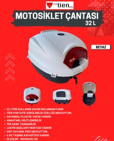 Resim TİEN MOTOR Tien 32 Litre Motosiklet Çantası - Beyaz - (Sırt Dayama Pedi Dahil) 