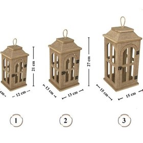 Resim S.tkoleksiyonhobiantikaahşap Boyanabilir Mdf Kare Ayaklı Dekoratif Fener, Şamdan , Mumluk 3 Lü Set 