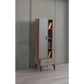 Resim Sivas Gözde Mobilya Defne Ahşap Kapaklı Raflı Çekmeceli Kitaplık 50 x 45 x 165 cm 